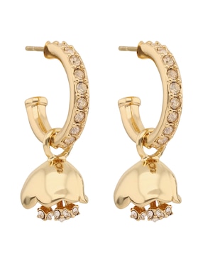 Aretes de flor Coach 3.1 Mday Pearls And Florals con acabado brillante cristal
