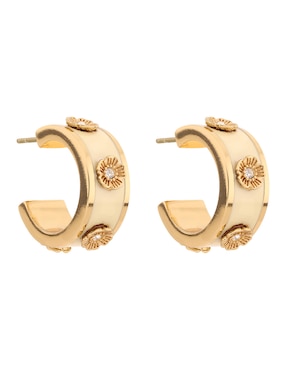 Arracadas de flor Coach 3.1 Mday Pearls And Florals con acabado brillante cristal