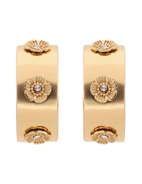 Arracadas de flor Coach 3.1 Mday Pearls And Florals con acabado brillante cristal