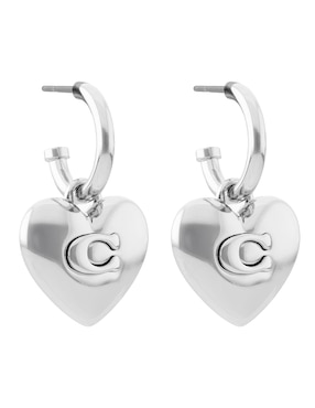 Arracadas de corazón Coach 5.1 Hearts And Quilted Cut Out con acabado brillante