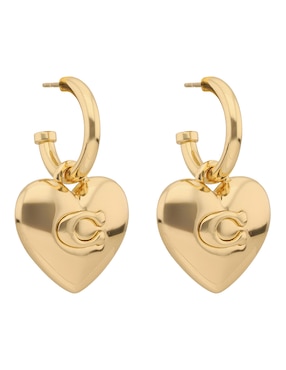 Arracadas de corazón Coach 5.1 Hearts And Quilted Cut Out con acabado brillante