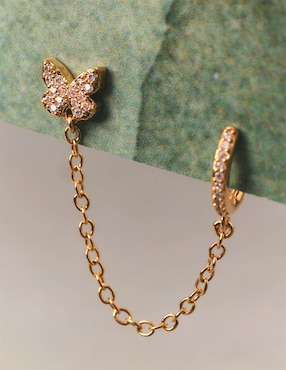 Piercing de mariposa Apodemia Sparkle con acabado baño de oro 18 K circonita