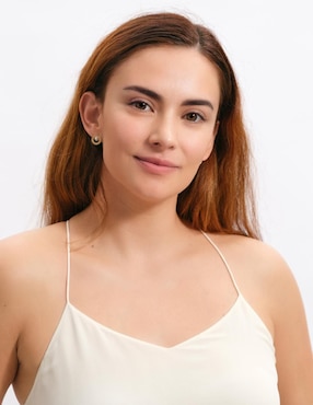 Aretes circulares Luckyly Emy con acabado baño de oro perla