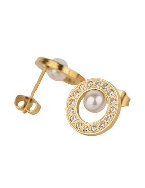 Set de collar y aretes Luckyly Emy baño de oro 14 K perla
