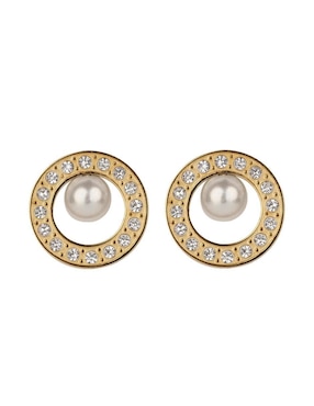 Set de collar y aretes Luckyly Emy baño de oro 14 K perla