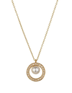 Set de collar y aretes Luckyly Emy baño de oro 14 K perla