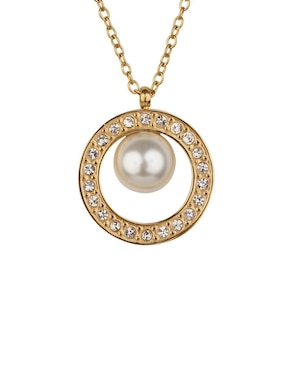 Set de collar y aretes Luckyly Emy baño de oro 14 K perla