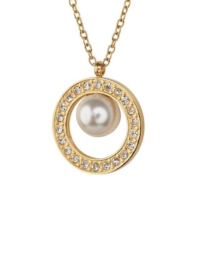 Set de collar y aretes Luckyly Emy baño de oro 14 K perla