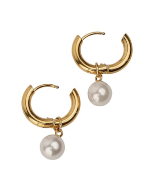 Arracadas Luckyly Connie con acabado baño de oro imitación perla