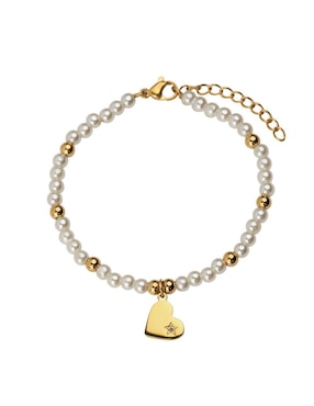 Pulsera Luckyly Annie Corazón Con Acabado Baño De Oro 18 K