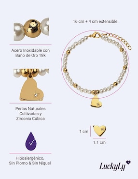 Pulsera Luckyly de baño de oro 18 K Annie Corazón