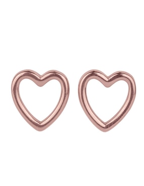 Aretes Cortos De Corazón Luckyly Elsie Con Acabado Baño De Oro 14 K