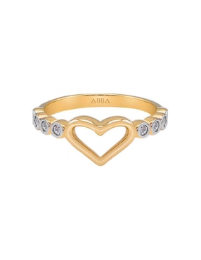 Anillo De Corazón Abba Joyas 10 K De Oro Zirconia