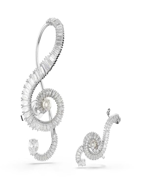 Aretes de nota musical Swarovski con acabado brillante