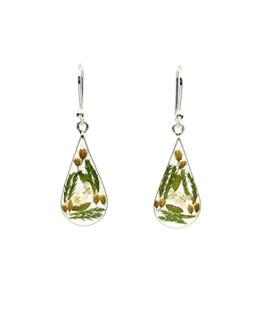 Aretes y collar degota Petick Follaje Verde de plata P925