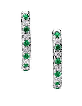 Aretes Huggies Gladkova Joyería De Plata P925 Esmeralda