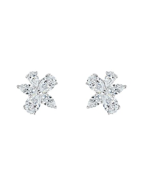 Broqueles De Flor Gladkova Joyería De Plata P925 Zirconia