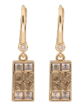 Aretes Largos Rectangulares DKNY Raven Con Acabado Pavé