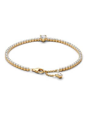 Brazalete Pandora de plata con zirconia cúbica p 925 y 14 k con acabado brillante