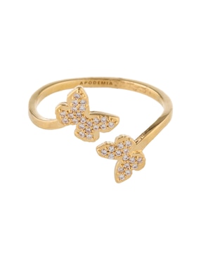 Anillo de mariposa Apodemia Sparkle circonita con acabado baño de oro 18 k