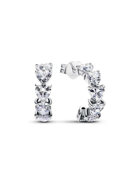 Aretes Cortos De Corazón Pandora Timeless De Plata P925 Con Acabado Brillante Zirconia Cúbica