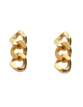 Aretes Cortos De Eslabones Aurela 18k Classic Collection Con Acabado Chapa De Oro