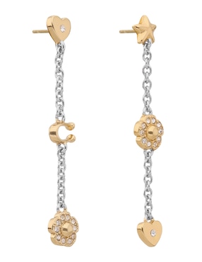 Aretes de flor Coach con acabado brillante cristal