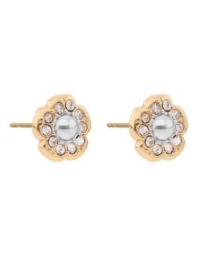 Aretes de flor Coach con acabado brillante cristal