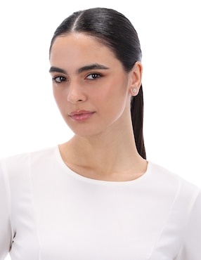 Aretes de flor Coach con acabado brillante cristal