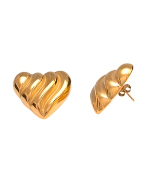 Aretes Cotos De Corazón Aurela 18k Classic Collection Con Acabado Chapa De Oro