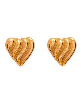 Aretes de corazón Aurela 18K Classic Collection con acabado chapa de oro