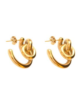 Aretes Cortos Aurela 18k Classic Collection Con Acabado Chapa De Oro