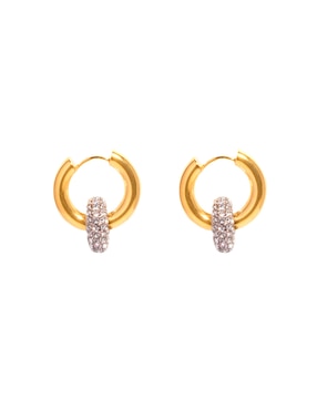 Aretes De Aros Circulares Aurela 18k Classic Collection Con Acabado Chapa De Oro Zirconia