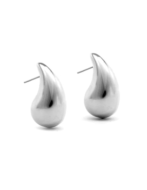 Aretes de gota Aurela 18K Classic Collection con acabado baño rodio