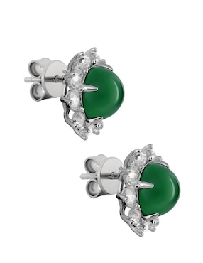Broqueles circulares Gladkova Joyería de plata P 925 agata verde natural