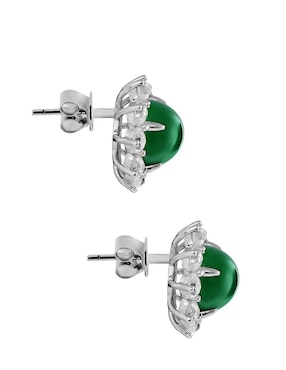 Broqueles circulares Gladkova Joyería de plata P 925 agata verde natural