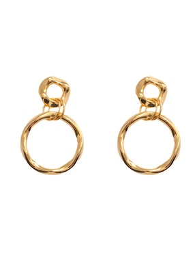 Aretes Largos Circulares Aurela 18k Classic Collection Con Acabado Chapa De Oro