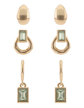 Set De Aretes Nine West Green Geode Con Acabado Brillante