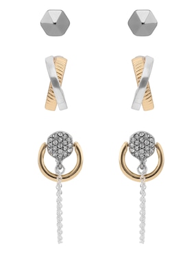 Set De Aretes Nine West Metal Ears 1 Aug 24 Con Acabado Brillante