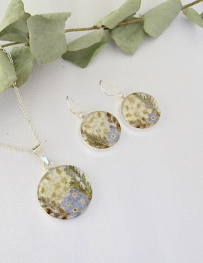 Aretes y collar Petick Ramo de Novia de plata P925