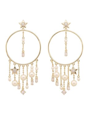 Aretes Largos De Estrella Emily In Paris Con Acabado Brillante Cristal