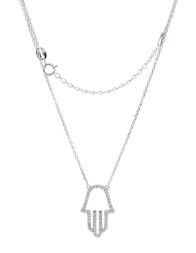Collar con dije de mano de fátima Oro Angelus de plata P 925
