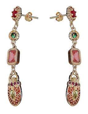 Aretes de escarabajo Sofia Blum de plata P 925 con acabado baño de oro circonita