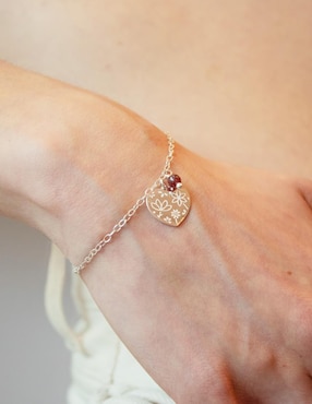 Pulsera Anante de plata con granate p 925 Querer