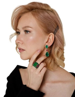 Aretes de gota Gladkova Joyería de plata P 925 esmeralda