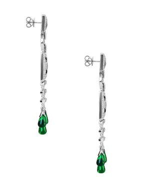 Aretes rectangulares Gladkova Joyería de plata P 925 esmeralda