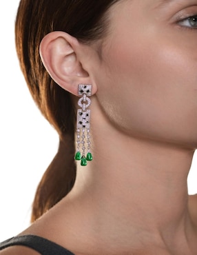 Aretes rectangulares Gladkova Joyería de plata P 925 esmeralda