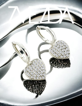 Aretes y collar de corazón Zvezda de plata P 925 circonita