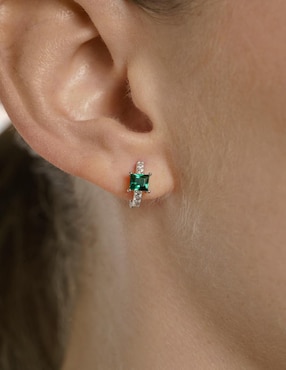 Aretes de círculo Gladkova Joyería de plata P 925 esmeralda
