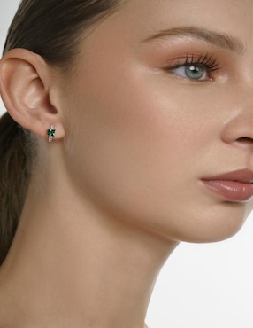 Aretes de círculo Gladkova Joyería de plata P 925 esmeralda